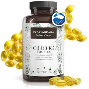 Omega 3 + Vitamine D3, K2 MK7 All-Trans micro-ingekapseld – Premium Essentials O3-D3-K2 hooggedoseerd – Visolie met essentiële EPA & DHA vetzuren | Visolie Omega3 Fish Oil Druppels | 240 Capsules