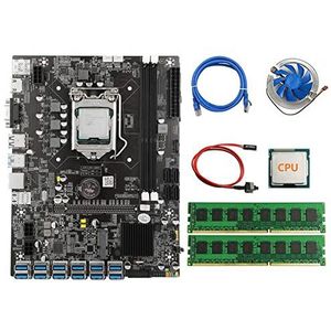 AMIUHOUN B75 BTC Mijnbouw Moederbord+CPU+Fan+2X4G DDR3 RAM+Schakelaar+RJ45 Netwerk Kabel 12XPCIE USB3.0 LGA1155 DDR3 Slot SATA3.0