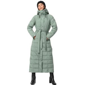 Navahoo Gewatteerde winterjas voor dames, gewatteerde lange warme capuchon, B974, Smokey-Mint, M