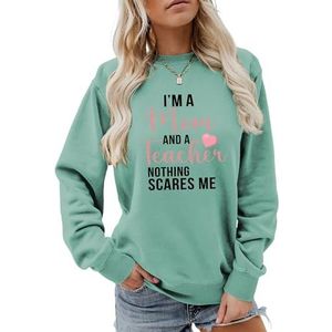 I'm A Mom and A Teacher Vrouwen Sweatshirt Causale Grafische Tops Grappige Leraar Shirts Moeder Trendy Truien Sweatshirts, Lichtgroen, S