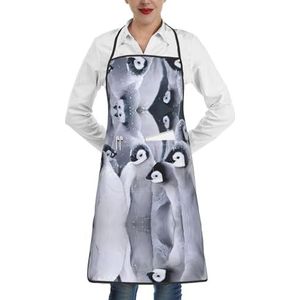 ZhaoYuGoods Leuke polkadot-schorten met zakken voor vrouwen, stijlvolle kookschorten voor keuken, tuinieren, salon, ideale print schort, Schattige pinguïn, Eén maat