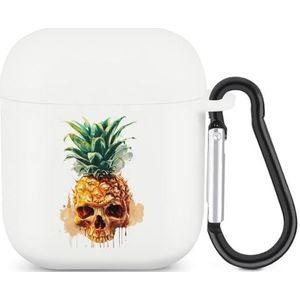 Aquarel Ananas Schedel Leuke Case Voor AirPods 2 & 1 Shockproof Beschermende Hoofdtelefoon Gevallen Cover Met Sleutelhanger Voor Mannen Vrouwen