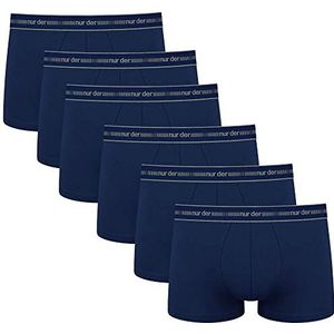 Nur Der Set van 6 boxershorts Cotton 3D-Flex van katoen, nauwe boxershorts, bewegingsvrijheid voor heren, donkerblauw, XL