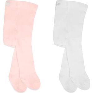 bistyle Babymaillot voor meisjes, zacht, biologisch katoen, leggings, kindermaillot, pasgeborenen, warme legging voor meisjes, comfortabel, 2 stuks, roze-wit, 0-6 Maanden