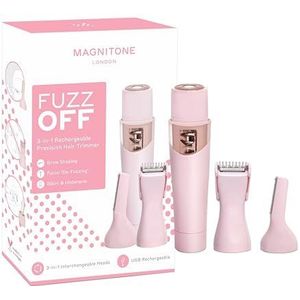 Magnitone FuzzOff 3-in-1 oplaadbare dames precisie-haartrimmer ontharder voor gezicht, kaaklijn, bovenlip, wenkbrauwen, lichaam, oksels en bikinilijn