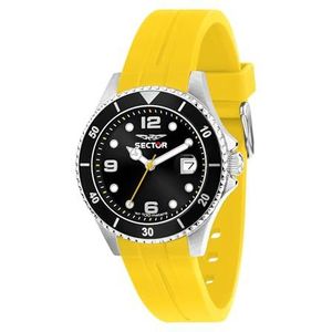 Sector 230 men's watch black background R3251161087 only time yellow silicone strap