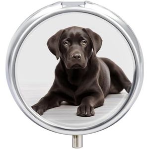 Draagbare pillendoos pillendoos met spiegel, hond bedrukt 3 compartimenten kleine pillenorganizer lichtgewicht reizen pillendoos voor vrouwen mannen creatieve geschenken