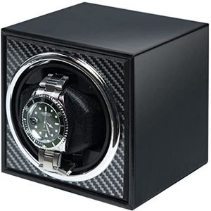 Automatische mechanische horlogeshaker, horlogeopslag Single Box Rotator voor huishoudelijk gebruik, AC-adapter met stille motor (Kleur: Zwart, Maat: 11,8x11,8x11,8cm)