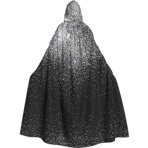 ZaKhs Glanzend zilver glitter Print Hooded Mantel Vrouwen Cape Tovenaar Tuniek Halloween Mantel Cosplay Kostuum Mantel Voor Party