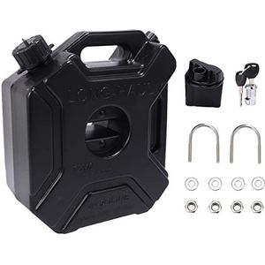 Fayrimi Jerrycan, 454464, 5 liter zwarte brandstoftank, reservebenzine, olietanker, back-up, brandstofkannen jerrycan slot en slot, 454464