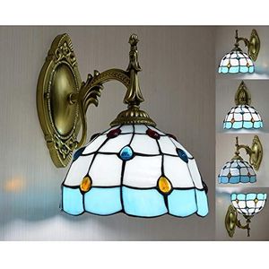 Tiffany -Stijl Wandlicht, Wandlamp In Gebrandschilderd Glas Met Lampenkap, 1 Lichte, Retro Metalen Wandlampen Voor Slaapkamer Woonkamer Naast Het Nachtlicht