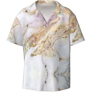 TyEdee Marmeren print herenoverhemden met korte mouwen en zak, casual overhemd met knopen, zakelijk overhemd, Zwart, M