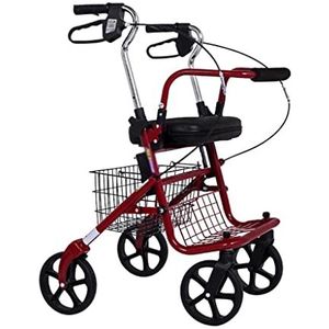 Lichtgewicht Rollator Walker voor Senioren met 4 Wiel Hoogte Verstelbare Benen en Armen Aluminium Opvouwbare Mobiliteit Rolling Walker