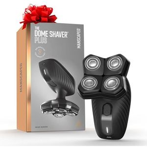MANSCAPED The Dome Shaver Plus hoofdscheerapparaat voor heren - vier dubbele roterende messen met SkinSafe en FlexAdjust-technologie, waterdicht, USB-C-opladen, magnetisch afneembaar mesblok, reisslot