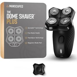 MANSCAPED® The Dome Shaver™ Plus Head Shaver voor heren – vier dubbele roterende messen met SkinSafe® en FlexAdjust technologie, waterdicht, USB-C opladen, magnetisch afneembaar mespad, reisslot