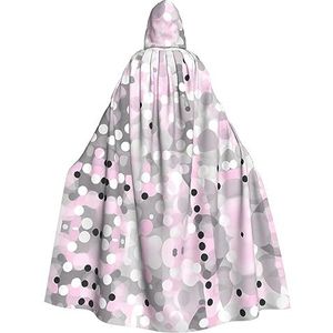 ZISHAK Roze grijs wit moderne polka dot patroon unisex vampier cape voor Halloween liefhebbers - ongeëvenaarde feestkleding voor mannen en vrouwen