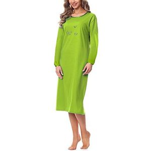 Merry Style Dames Nachthemd met Lange Mouwen 91LW1 (Groen (Lange Mouwen), 46 (Fabrieksgrootte: XXXL))