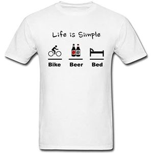 BMX Bike Life White Popular T Shirt Life is Simple Bike Beer Bed Enduro Bicycle Racer Tshirt Men Ready To Race White Biker White XL