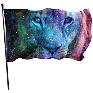 Vlag 90 x 150 cm, Galaxy Lion Beach vlaggen grappige bries vlag decoratie welkomstvlag, voor carnaval, thuis, optocht