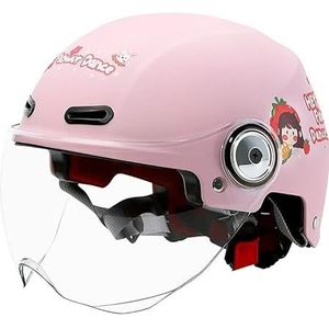 Motorhelm, 3/4 Kindermotorhelm met zonneklep, straatverlichting, bromfiets en ATV-helm for jongens meisjes (5-15 jaar), leeftijd A, 46-55 cm(H)
