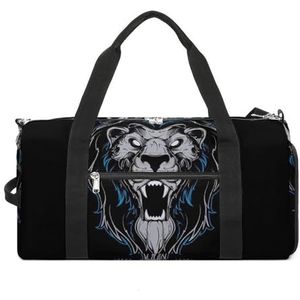 Howling Lion grappige gymtas met schoenenvak reizen plunjezak weekendtas nachttas yoga tas