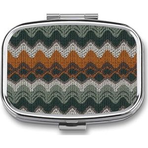 Kleine pillendoos met 2 compartimenten bruin en groen patroon medicijnpillendoosje gepersonaliseerde pillendoos voor portemonnee reizen pillenorganizer draagbare dagelijkse pillendoos voor