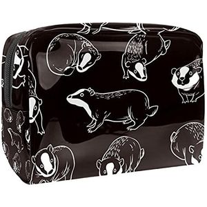 Cosmetische tas voor dames, schattige ruime waterdichte make-up tassen reizen schattig cartoon bij patroon toilettas accessoires organizer als cadeau, Multi kleuren 04, 18.5x7.5x13cm/7.3x3x5.1in, Schoonheidskoffer