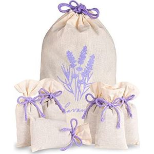 Lalavanda ® 6 x lavendelzakjes met gedroogde lavendelbloemen, perfecte mottenbescherming voor kledingkast of als lavendel geurzakjes om te ontspannen en te slapen, 6 x 17 g lavendel