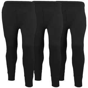 Set van 3 thermische onderbroeken voor heren, lange onderbroek, onderlaag, extreem warm geborsteld aan de binnenkant, ultrazachte broek, leggingsbroek, Zwart, L