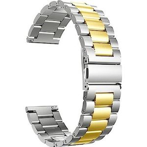 Roestvrijstalen riem compatibel met fossiel GEN 6 4 4 mm GEN6 Metalen band compatibel met fossiel GEN 5E 4 4 mm/Gen 5 LTE 4 5mm smartwatch horlogeband armband (Color : Silver gold, Size : 22mm)