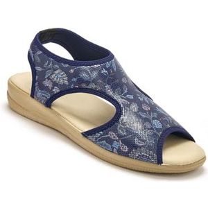 Pediconfort - Stretch slip-on sandalen - DAMES, Marine-print., 37 EU