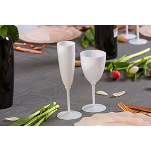 Decor Decorline - 96 champagneglazen van premium kunststof, wit, steelglas, herbruikbaar, champagneglazen voor bruiloften en feesten, 85 ml, herbruikbaar en stabiel