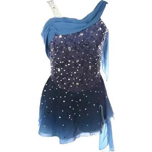 Kunstschaatsjurk for dames en meisjes, mouwloze handgemaakte schaatswedstrijdjurken, aanpasbaar(4XL)