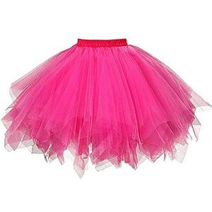 Kanpola Tutu Balletrok, kort, retro, petticoat, tule, rok, onderrok, dansjurk, balletrok, tule rok, voor rockabilly, dames en meisjes, z-roze, 40