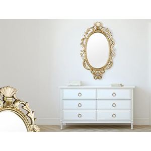Grote barok wandspiegel Trixi met ovaal frame in goud, 73x44cm