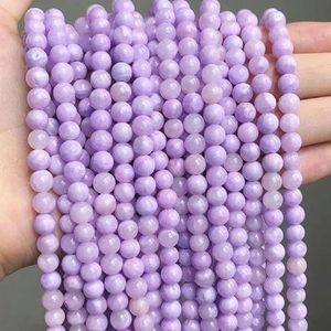 Natuurlijke oranje jades Chalcedoon stenen kralen losse ronde kralen voor sieraden maken 15 inch streng 6 8 10 12mm doe-het-zelf armband ketting - paarse jade - 6 mm 61 stuks kralen