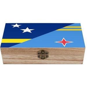 Curacao Aruba vlag houten kist met deksel opbergdozen organiseren juwelendoos decoratieve dozen voor vrouwen mannen