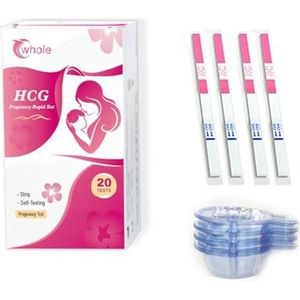 Cwhole 20 stks Zwangerschap Test Strips voor Vroege Detectie HCG Test Kit 10 MIU/ml-Breedte van 5mm