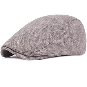 Platte Caps voor Mannen Katoen Linnen Eendje Cap Vrouwen Effen Oranje Casual Herfst Baret Cabbie Cap Unisex, Grijs, adjustable 55-60cm,