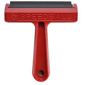Speedball 4 - inch superkardeerde hard rubber pop in Brayer, rood