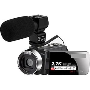 Videocamera Camcorder 2.7K videocamera camcorder 3 0mp Digitale Vlogging Camera 3.0Inch Flip Screen Recorder Camcorder met Microfoon Multifunctionele vlogcamera(16G SD Card,Rosso)