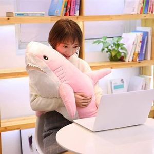 140cm giant shark pluche speelgoed speelgoed speelgoed dier leeskussen voor verjaardagscadeaus pop cadeau voor kinderen-100cm, roze