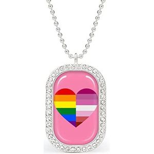 LGBT Transgender Pride Vlag Hart Nieuwigheid Ketting Gepersonaliseerde Ketting Print Patroon Hanger Met Ketting Zilver Goud Gift Voor Vrouwen Mannen