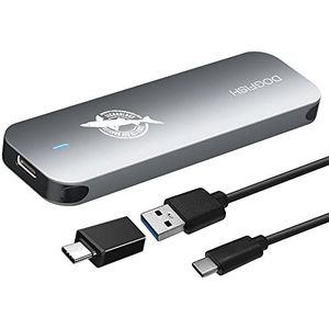 Dogfish Draagbare Externe SSD 256 GB Ngff 2242/2260/2280 Grijs Metaal USB 3.1 type-C Externe Mini Ademend solid-state-drive voor Mac/Windows/Android/Linux（tot maximaal 6Gbps，Met LED）