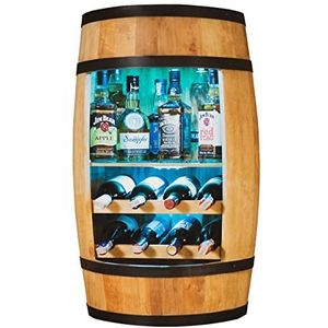 CREATIVE COOPER Wijnrek - wijnkast mini bar - alcohol kast met led - wijnvat - vat bar - wijnbar - vatbaar - barkast - 80 cm hoog - retro deco bar plank - huisbar bar - vatmeubel eiken