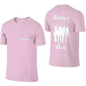 Sta-Tus Logo Qu-o Heren Katoenen T-shirt Korte Mouw Ronde Hals T-shirt voor Heren Zachte Zwarte T-shirts Basic Casual Fans Gift Tops, roze, 3XL