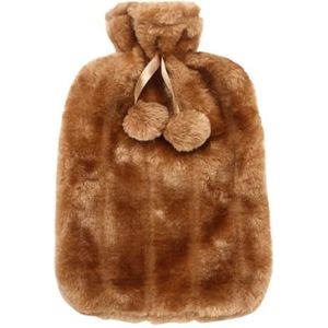 Warmwaterkruik 2000 ml warmwaterkruikhoes verwijderbare fleece warmwaterkruik koudebestendige warmtebehoud hoezen verwarmingskussen hoes voor winter warmwaterzak (geel)