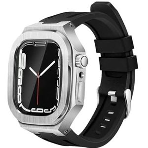 OFWAX Luxe roestvrijstalen behuizing rubberen band kit, voor Apple Watch Series 9 8 7 45mm 6 5 4 SE 44mm horloge upgrade vervanging bescherming kit, 44mm, agaat