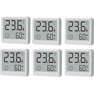 2,5 Inch LCD Elektronische Digitale Temperatuur-vochtigheidsmeter Binnenthermometer Hygrometer Weersensorklok Nauwkeurig En Gemakkelijk Te Lezen(6pcs)