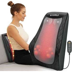CuPiLo Shiatsu nek- en rugmassager, verwarmde nekmassager, massagekussen voor pijnverlichting, diep weefsel, geschenken